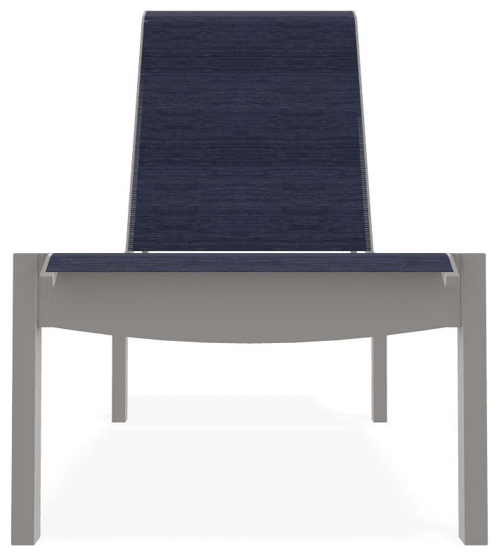 Leeward Sling Stackable Outdoor Chaise Lounge, Collect Indigo/Warm Gray