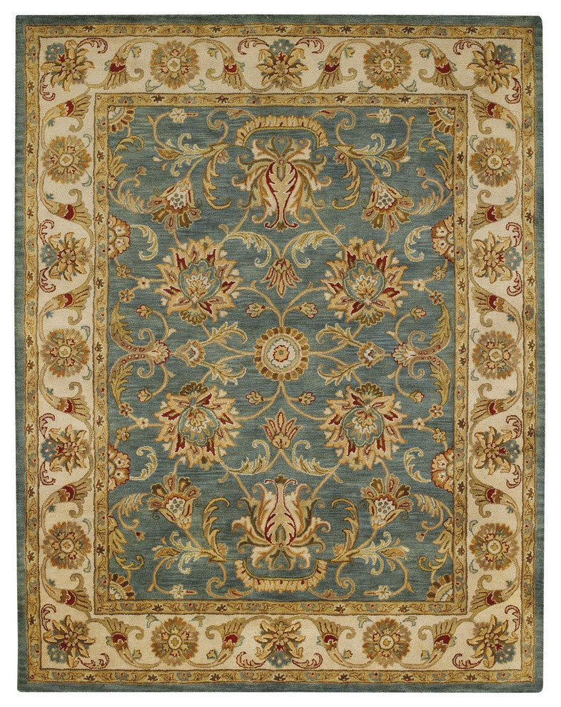 Gilded Rectangular Hand-Tufted Rug, Sapphire, 7'x9'