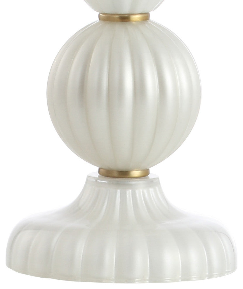 Maddie 28" Glass, Metal LED Table Lamp, White Pearl