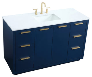 Bethany Single Bathroom Vanity, Blue, 54"