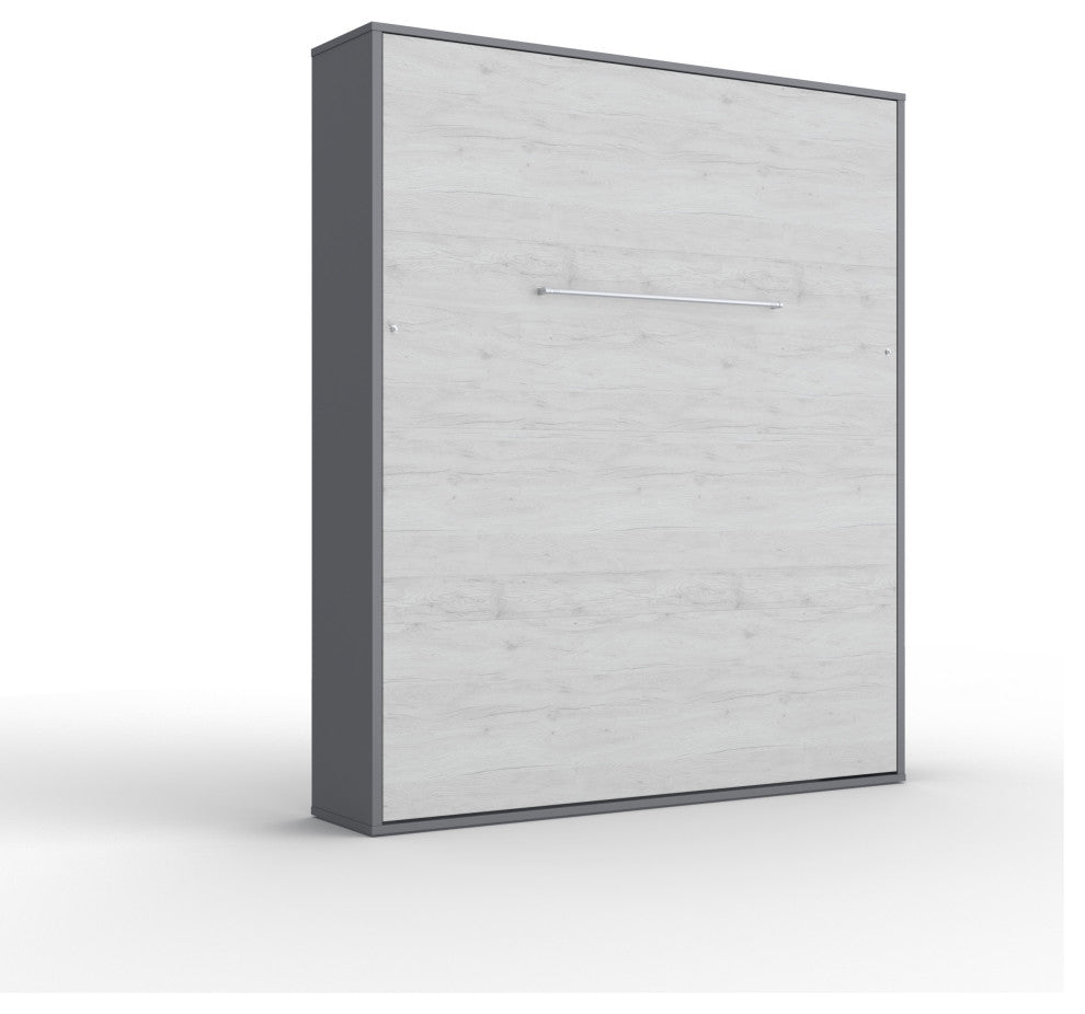 CONTEMPO Vertical Wall bed with LED, European Queen size 63x78.7 inch, Grey Matt