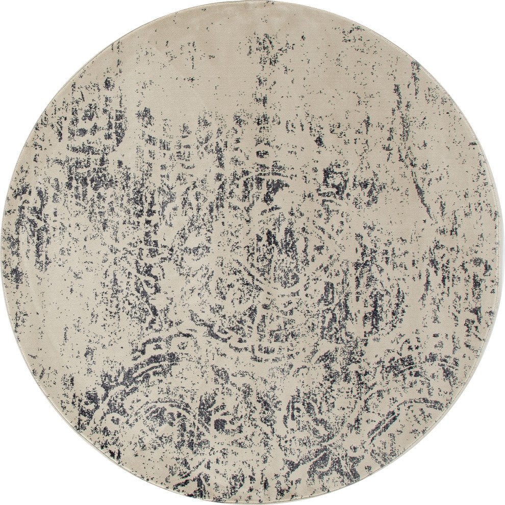 Karelia Weathered Block Gray 7'10" Round Area Rug
