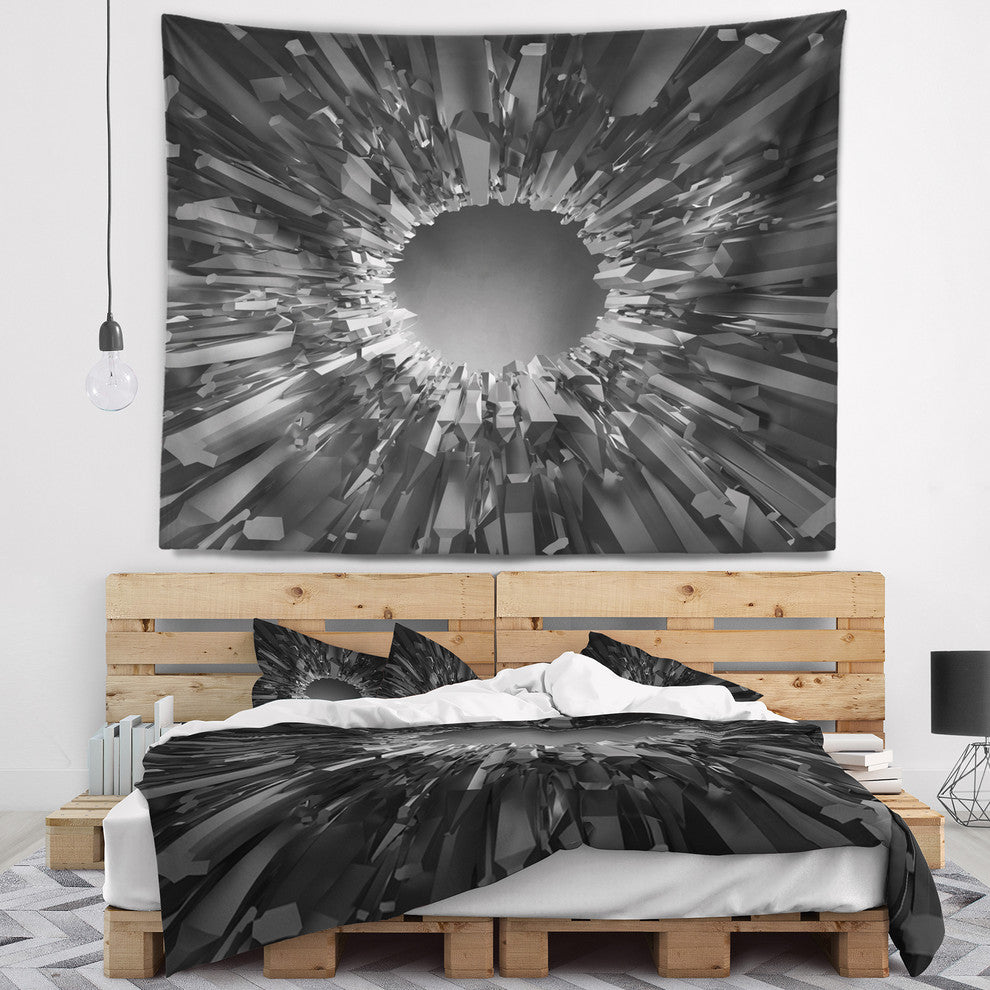 Futuristic Black Background Abstract Wall Tapestry, 60"x50"