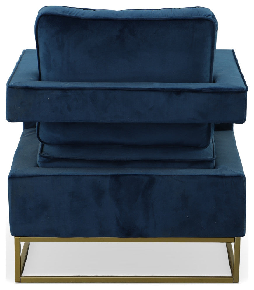 Adadon Velvet Upholstered Armchair - Navy Blue