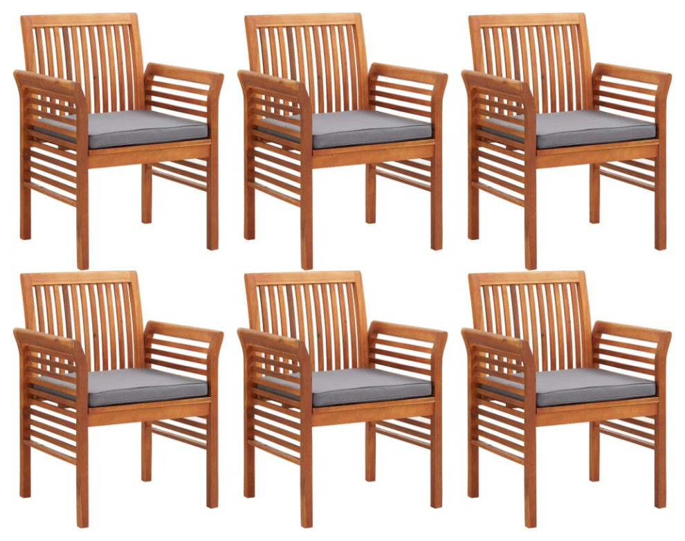 vidaXL Solid Acacia Wood 7 Piece Patio Dining Set with Cushions Table Chairs