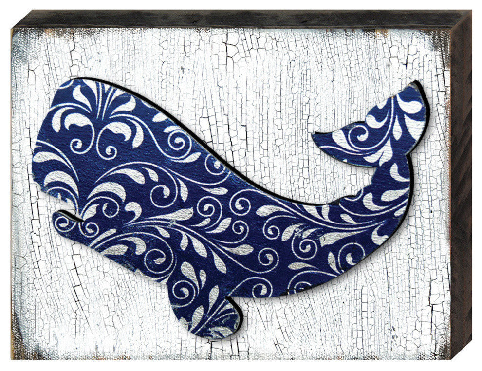 Nautical Vintage Whale Block Art