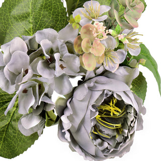 Set of 2 Grey Artificial Peony Hydrangea Flower Stem Bush Bouquet 17"