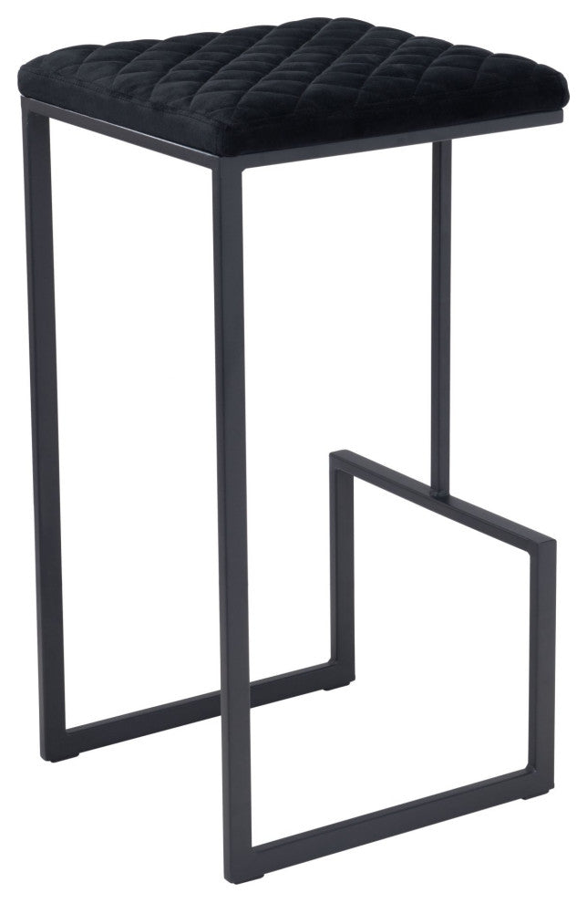 Bar Stool Chair Barstool, Faux Vinyl Leather, Steel, Black, Kitchen Cafe Bistro