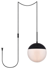 Living District Eclipse 1-Light Mid-Century Metal Pendant in Black and White