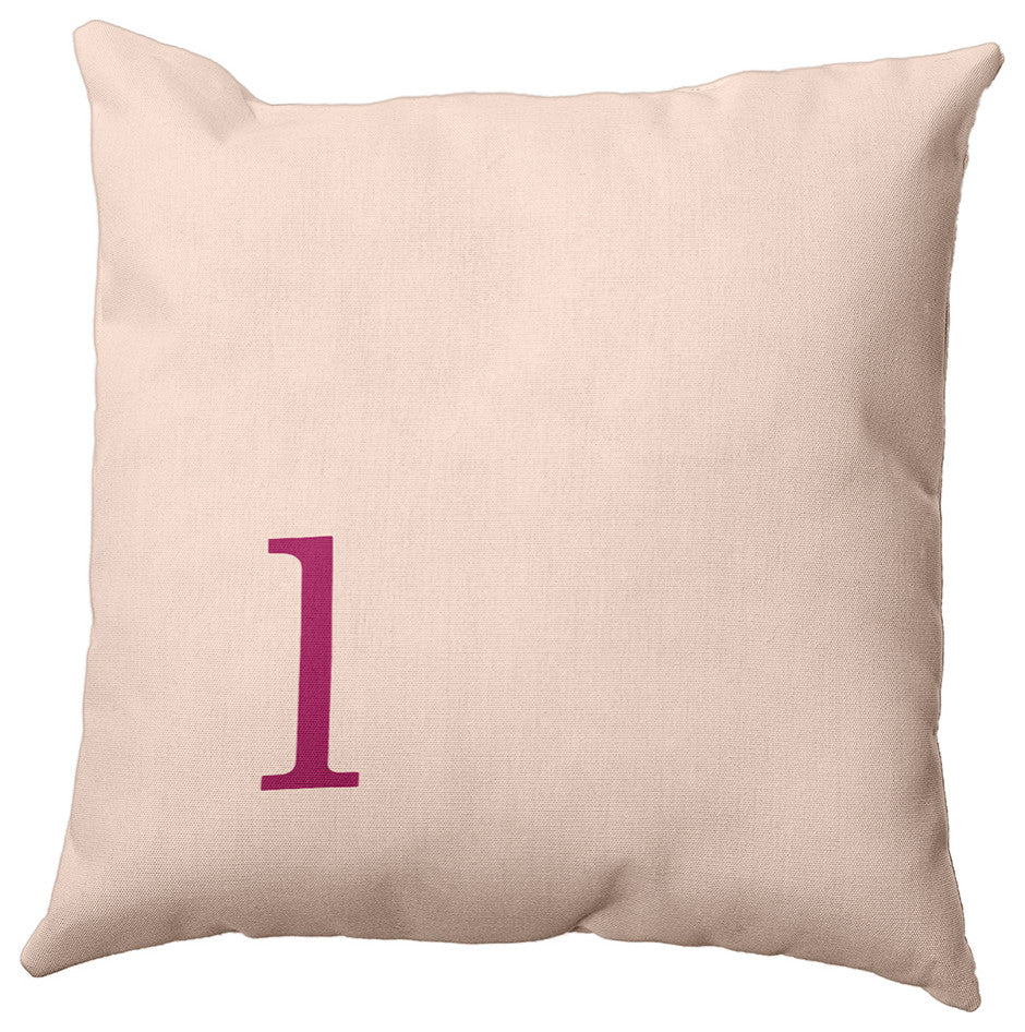 26"x26" Modern Monogram Decorative Throw Pillow, Dusty Rose