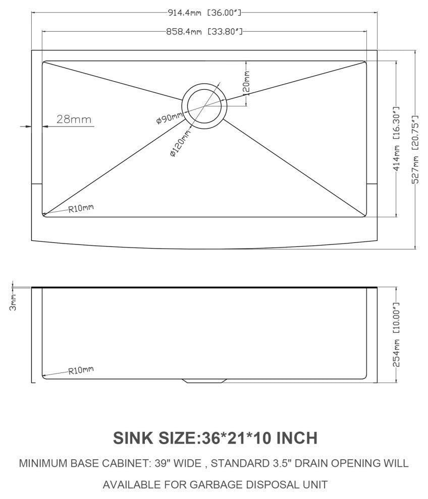 36" x 21" Rose Gold Stainless Steel Single Bowl Farmhouse Apron Kitchen Sink