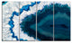 Blue Brazilian Geode, Abstract Canvas Wall Art Print, 48"x28", 4 Panels