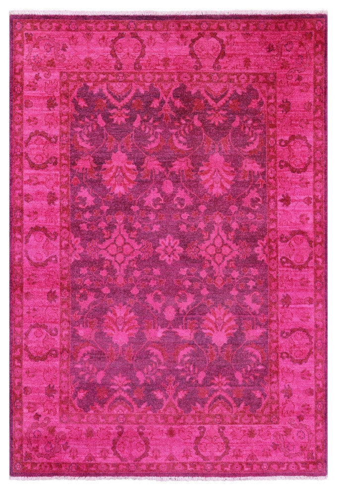 Handmade Full Pile Overdyed Wool Rug 4' 4" X 5' 11" - Q12726