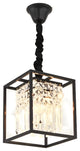 Inverno e Monteleone | Square Crystal Hanging LED Chandelier for Dining Room, Black, Cool Light, Dimmable
