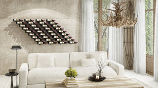 Vino Pins Flex 45 (wall mounted metal wine rack), Matte Black/Aluminum, 27 Bottles