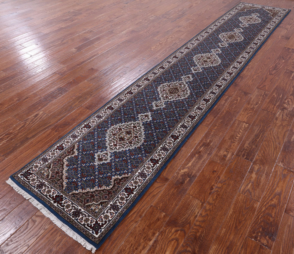 Runner Persian Tabriz Hand-Knotted Wool and Silk Rug 2' 7" X 14' 0" Q8950
