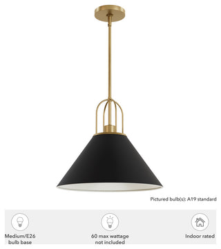 Carrington Isle Flat Matte Black and Luxe Gold 1 Light Pendant