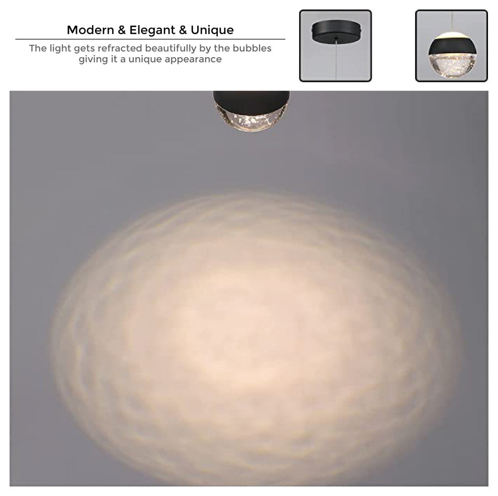Matt Black globe pendant light Bubble Crystal Ball Mini LED Lighting Fixture