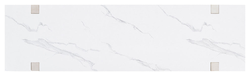 TATEUS Narrow Console Table with Marble-Effect Top for Entryway and Living Room, Gray Wash