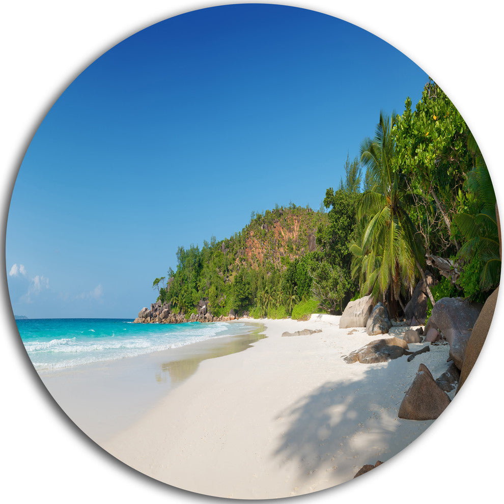 Anse Georgette Beach Light Blue, Seascape Disc Metal Wall Art, 36"