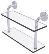 Remi 16" Two Tiered Glass Shelf, Satin Chrome