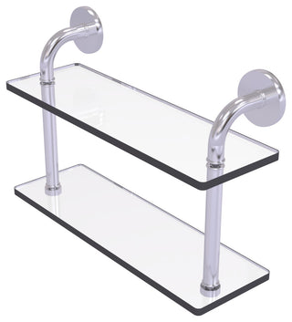 Remi 16" Two Tiered Glass Shelf, Satin Chrome