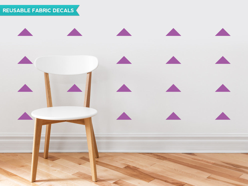 Wide Triangle Fabric Wall Decals, Set of 32, Purple