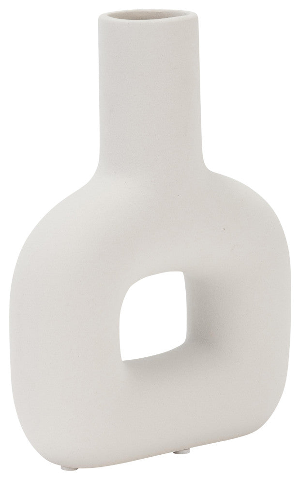 Dol, 8" Open Cut Vase, White