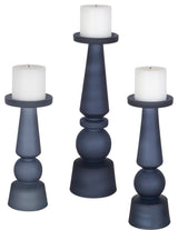 Uttermost Cassiopeia Blue Glass Candleholders, S/3