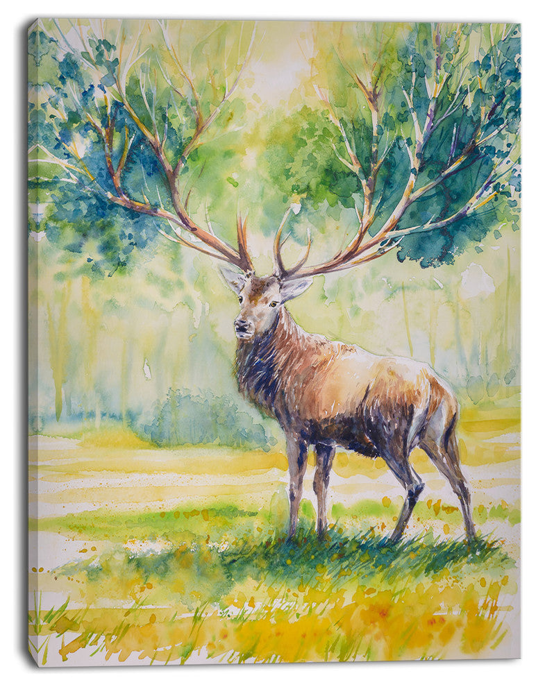Deer with Blue Horn, Abstract Canvas Art Print, 12"x20"