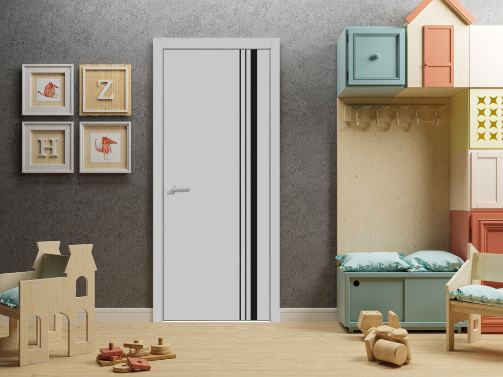 Solid French Door 24 x 96 | Planum 0011 Grey Matte with| Bathroom