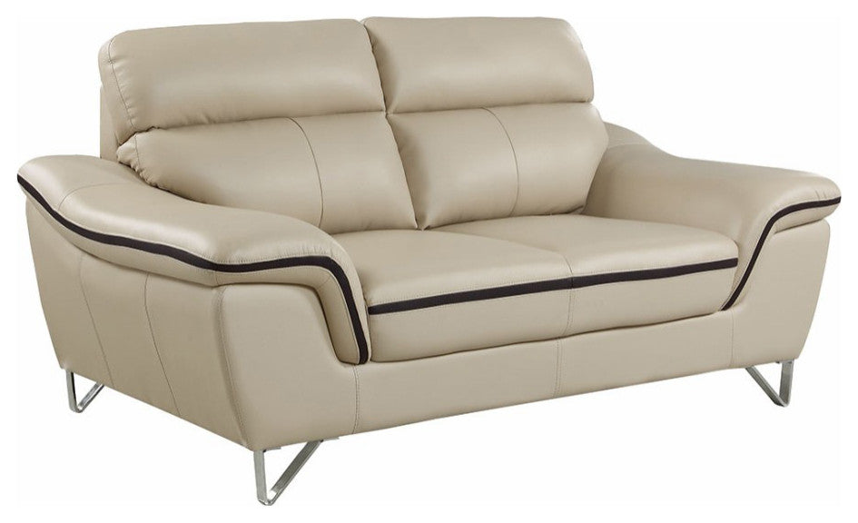 69''x36''x40'' Modern Beige Leather Sofa And Loveseat