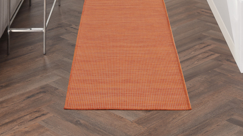 Nourison Positano Contemporary Area Rug, Terracotta, 2'2"x8' Runner