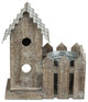 2 Story Bird house With Galvanized pot in yard