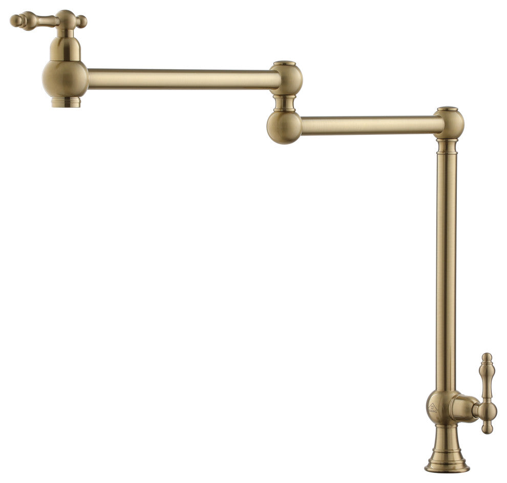 Deck-Mounted Double Handle Pot Filler Kitchen Faucet Stove Faucet, Brushed Gold
