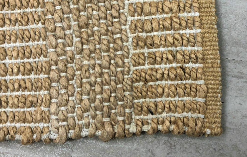 5" x 7" Tan Geometric Striped Area Rug