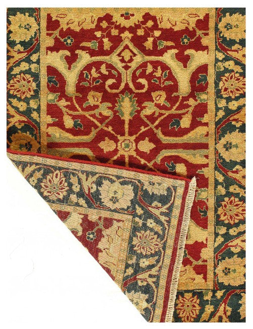 Red Color Fine Hand Knotted Agra 4'x5'8''