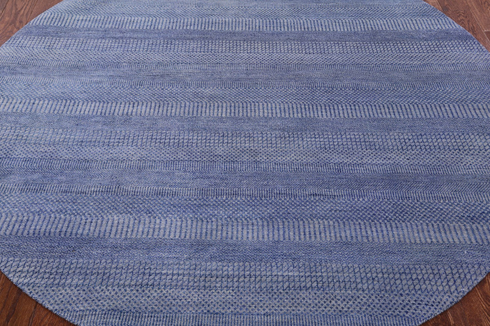 7' Round Wool and Silk Hand-Knotted Savannah Grass Rug Q11460