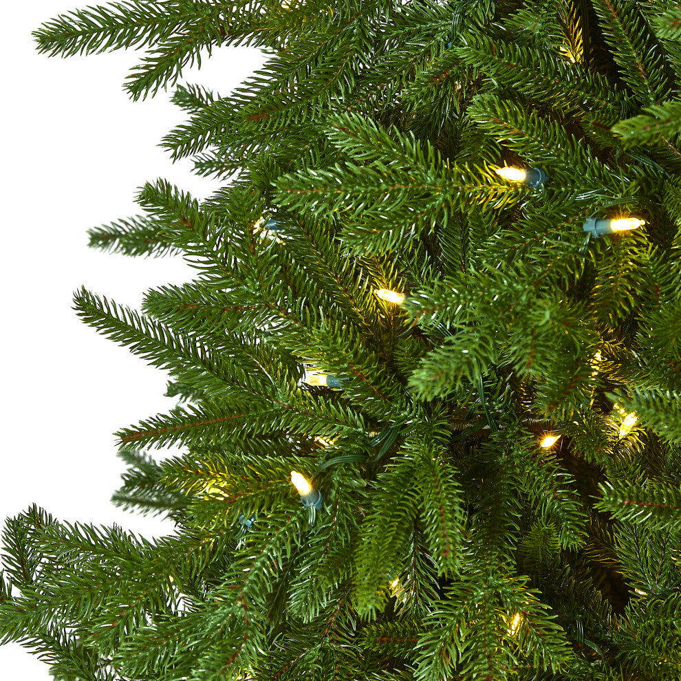 7' Nova Scotia Fir Real Touch Faux Xmas Tree W/ Lights  & Bendable Branches