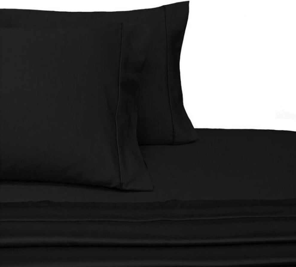 Twin XL Size 600 Thread count 100% Cotton Sheet Sets Solid (Black)