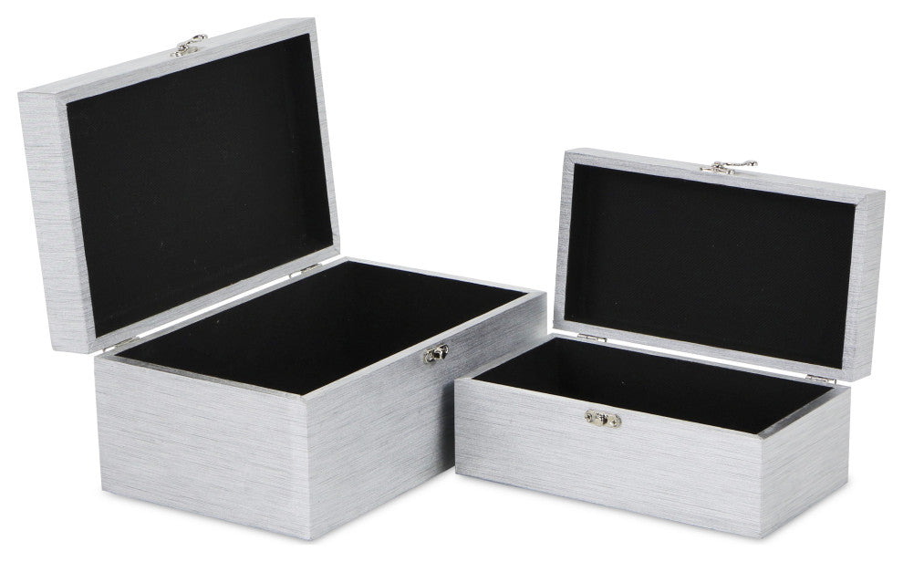 Shimmer Mirror Boxes, Set of 2, Silver
