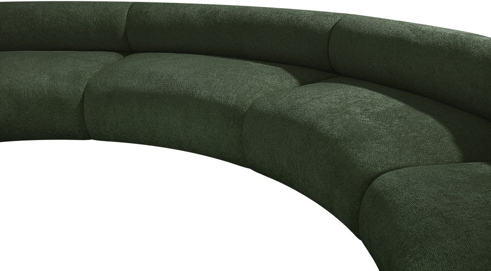 Bale Cream Chenille Fabric Modular Sofa, Green, 8-Piece, Arc Shaped