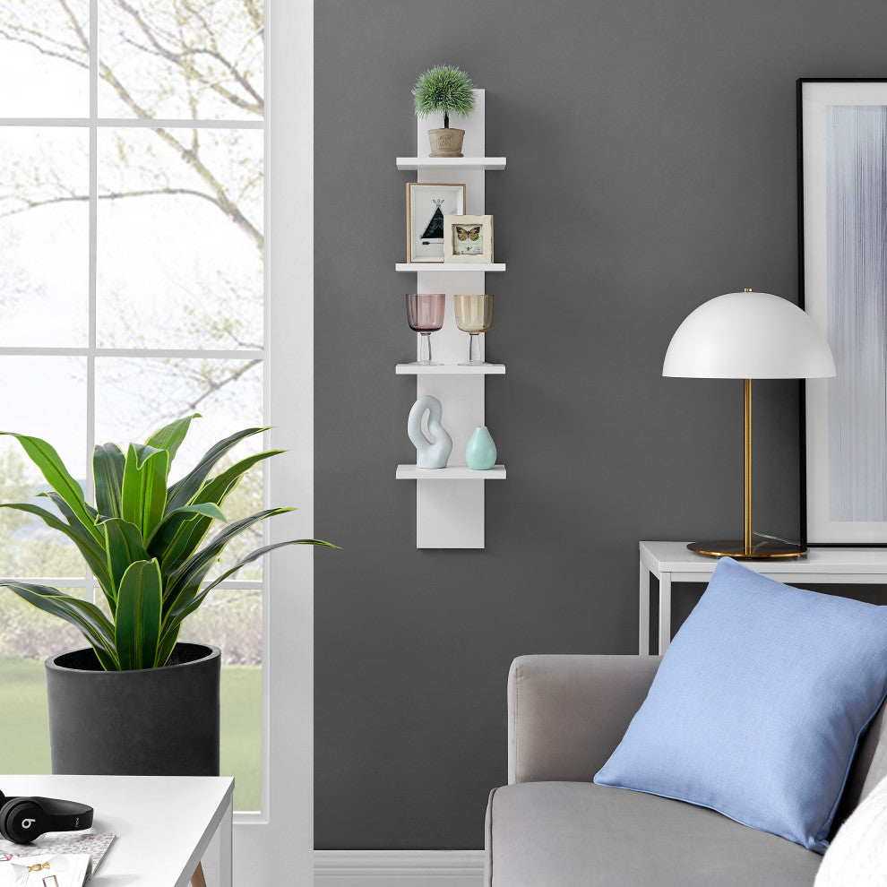 Danya B. Arica Utility Column 4-Tier Spine Wall Shelves, White