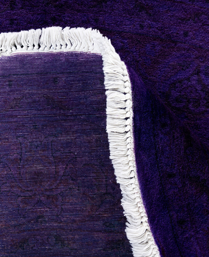 Overdyed One-of-a-Kind Hand-Knotted Area Rug Purple, 6' 8" x 6' 8"
