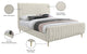 Zara Channel Tufted Velvet Upholstered Bed With Custom Gold Legs, Cream, Queen