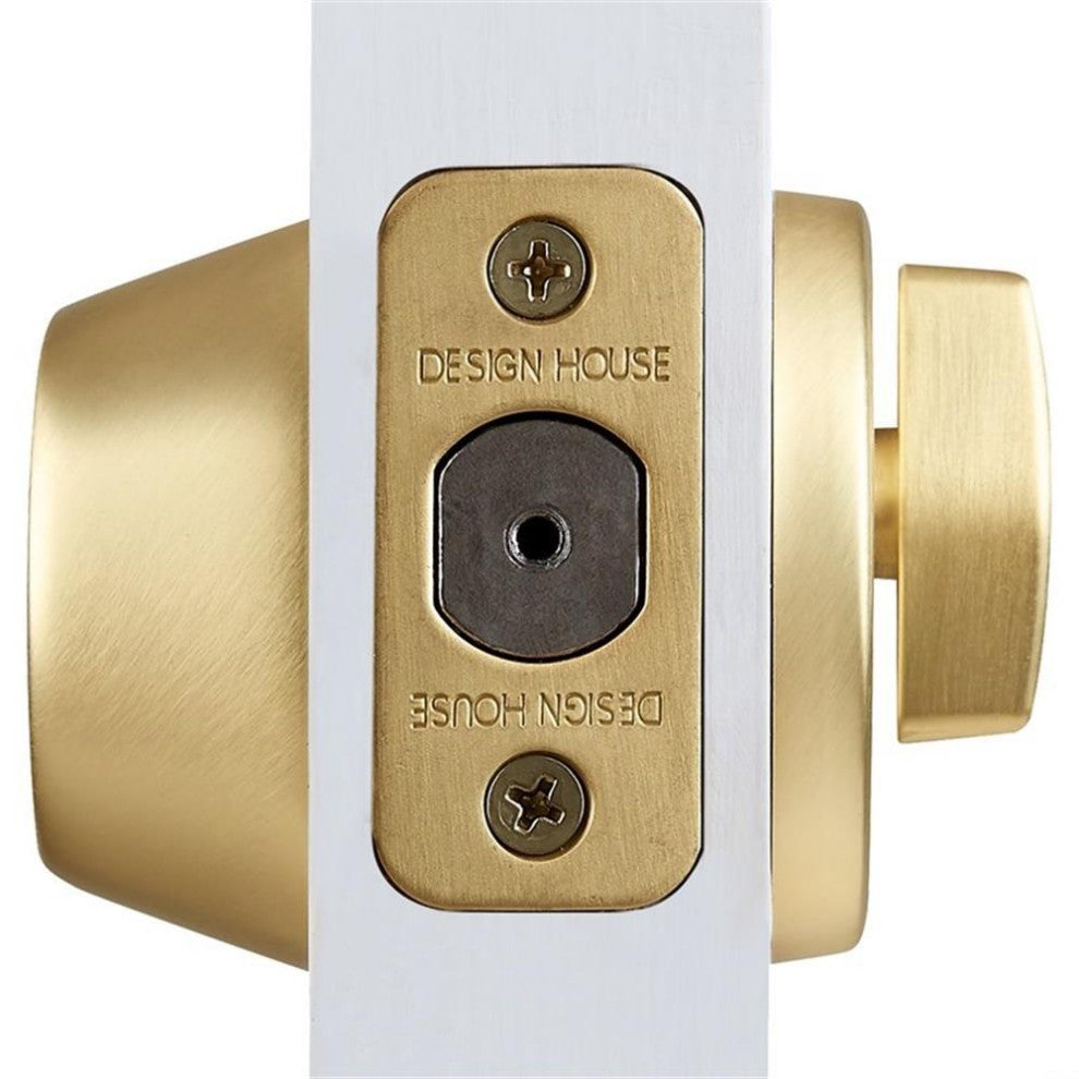 Design House Single Cylinder 2-Way Round Corner Deadbolt with Latch in Gold