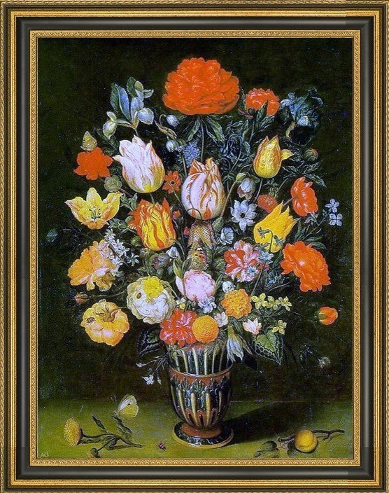 The Elder Ambrosius Bosschaert StillLife of Flowers Framed Canvas Print, 18"x24"