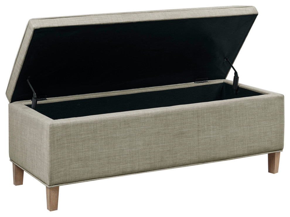 Martha Stewart Caymus Transitional Upholstered Storage Bench, Grey