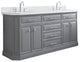 72" Palace Quartz Carrara Cashmere Gray Vanity With Hardware, Faucets in Chrome