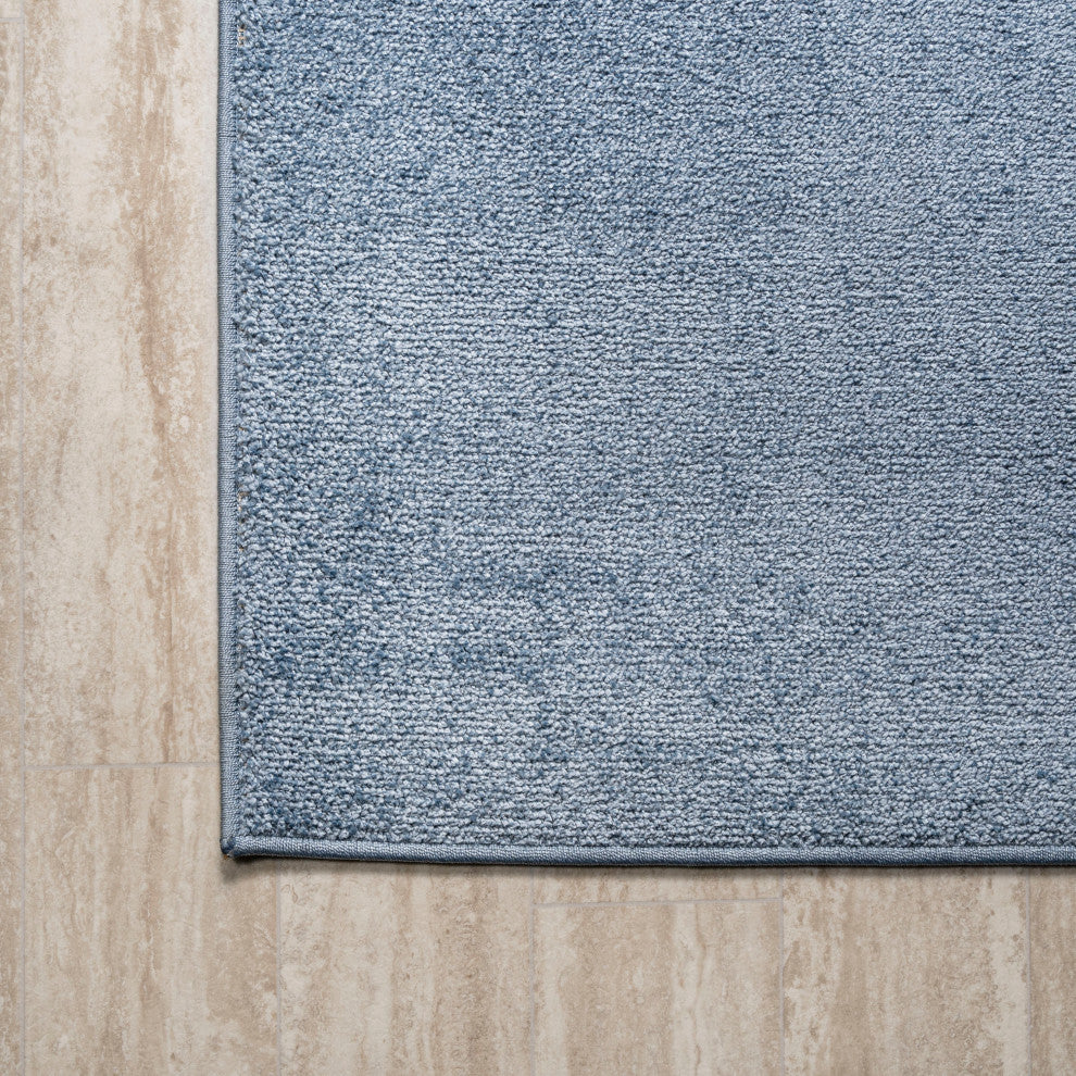 Haze Solid Low-Pile Runner Rug, Classic Blue, 5' Round